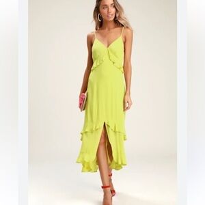 Lulu's Vibrant Lime High-Low Dress